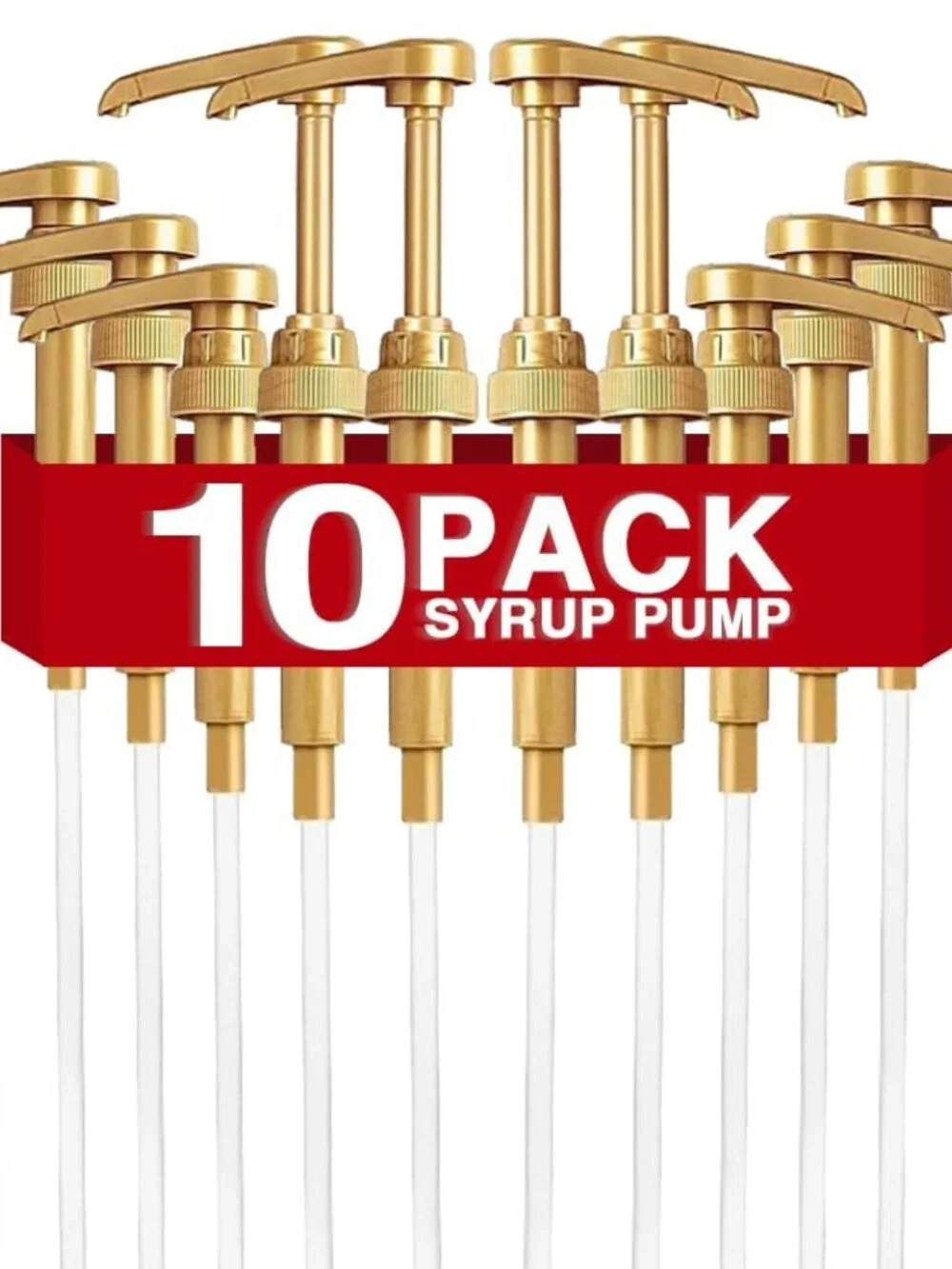 10 Pcs Gold Coffee Syrup Pump, Compatible with 25.4 Oz/750ml Bottles, Syrup Disp